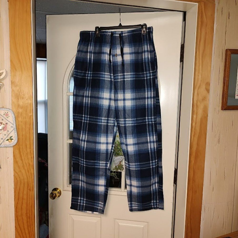 New Blue Plaid Essentials Micro Fleece Lounge Pants Men's XL
